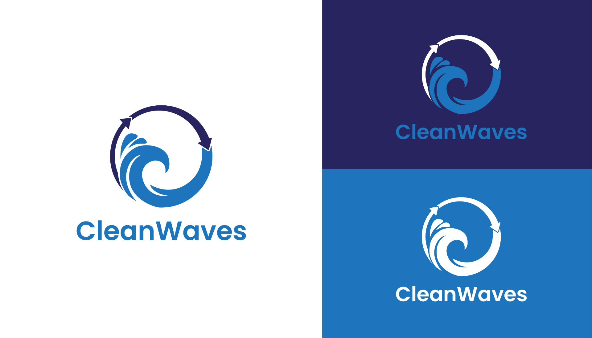 Logo CleanWaves créé sur Adobe dans le cadre d'une SAÉ création de logo
